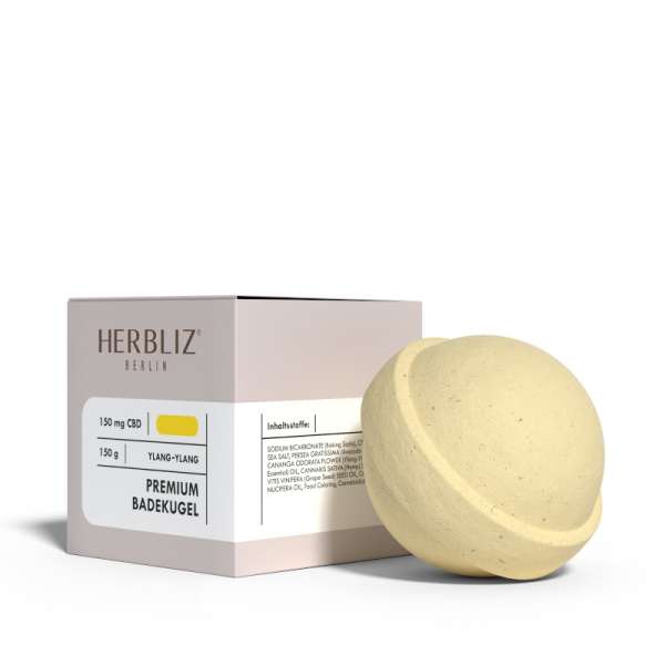 Boule de bain effervescente Ylang-ylang, chanvre et CBD - Herbliz